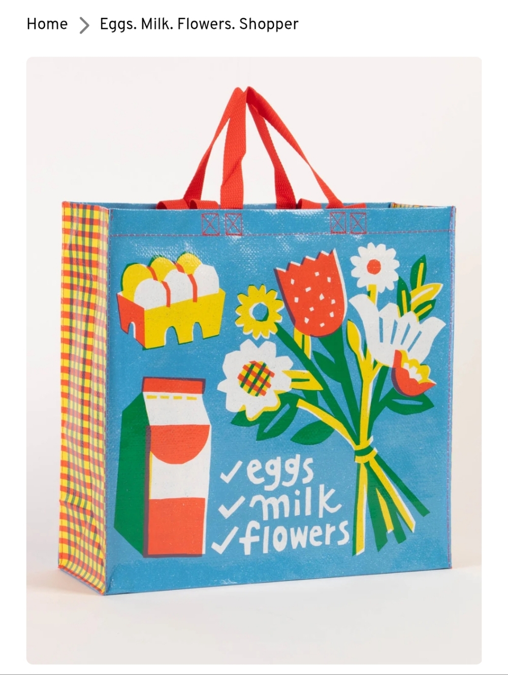 Blue Q Eggs Milk Flower Shopper Tote